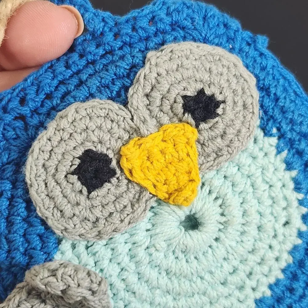 Vtg Handmade Owl Crocheted Cottage Decor Hot Pad Trivets Ornament Birds Grandma